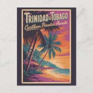 Postal Ilustración de paisaje de Trinidad y Tobago Viajes