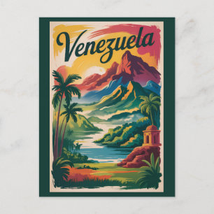 Postal Ilustración de paisaje de Venezuela Arte de viaje 