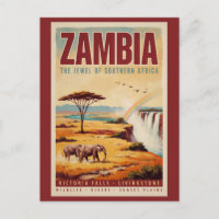 Ilustración de paisaje de Zambia Arte de viaje vin
