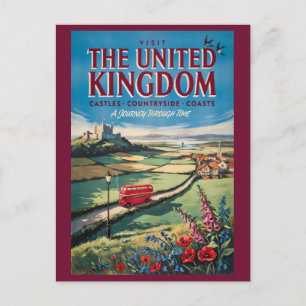 Postal Ilustración de paisaje del Reino Unido Arte de via