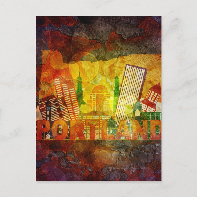 Postal Ilustración de paisaje urbano de Oregon City sobre (Anverso)