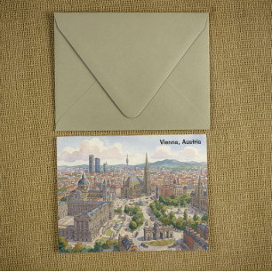 Postal Ilustración de paisaje urbano de Viena Austria acu