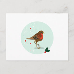 Postal Ilustracion de pájaro - Colores de invierno