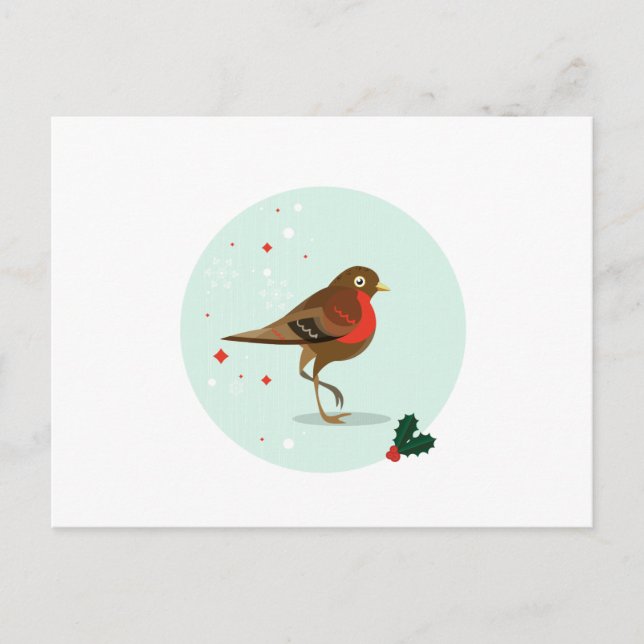 Postal Ilustracion de pájaro - Colores de invierno (Anverso)