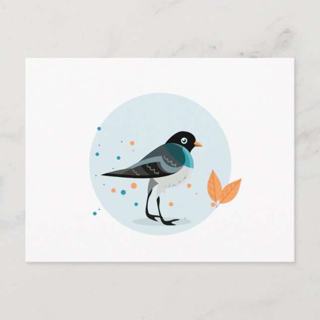 Postal Ilustracion de pájaro - Colores otoñales (Anverso)
