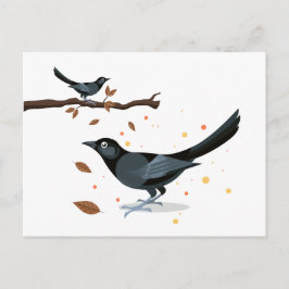 Postal Ilustracion de pájaro - Colores otoñales