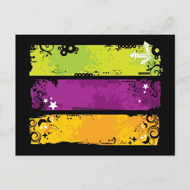 Postal Ilustracion de pancartas Grunge (Anverso)