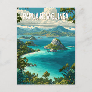 Postal Ilustración de Papua Nueva Guinea Arte de Viaje Vi