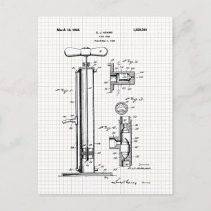 Postal Ilustracion de patente de bomba de neumáticos de é