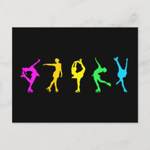 Postal Ilustración de patinadores Pastel Arcoiris