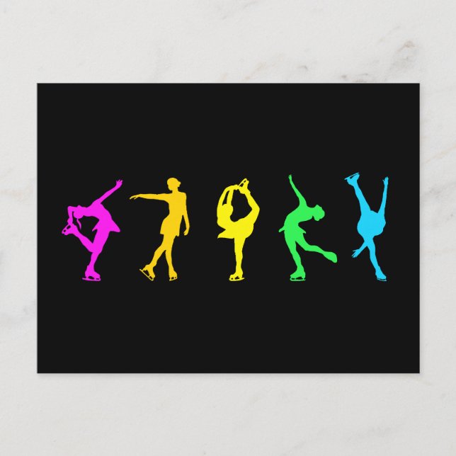 Postal Ilustración de patinadores Pastel Arcoiris (Anverso)