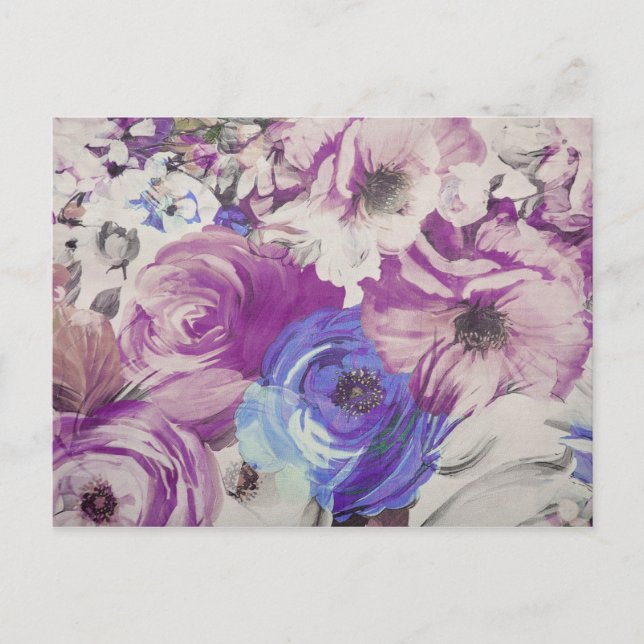 Postal Ilustracion de patrón de flores de Rosas de época (Anverso)