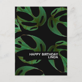 Postal Ilustración de patrón de planta Monstera Cumpleaño