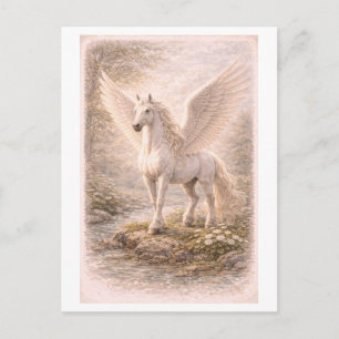 Postal Ilustración de Pegasus de estilo vintage (serie de