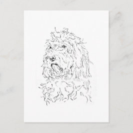 Postal Ilustración de perro, arte adorable de Cockapoo