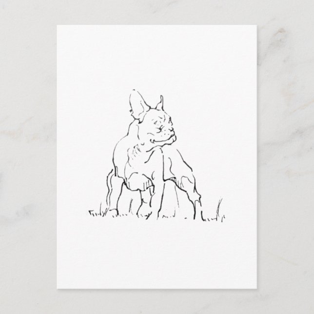 Postal Ilustración de perro Bulldog Francés - Mamá perrun (Anverso)