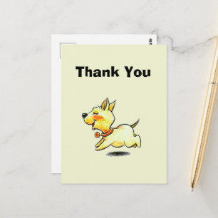 Postal Ilustración de perro corriendo lindo Gracias