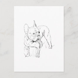 Postal Ilustración de perro dibujada a mano de Bulldog Fr