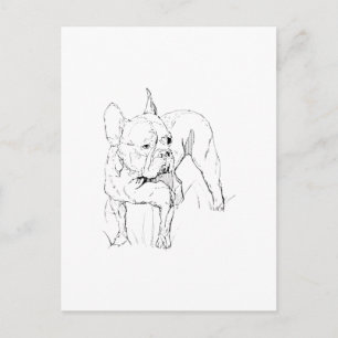 Postal Ilustración de perro dibujada a mano de Bulldog Fr