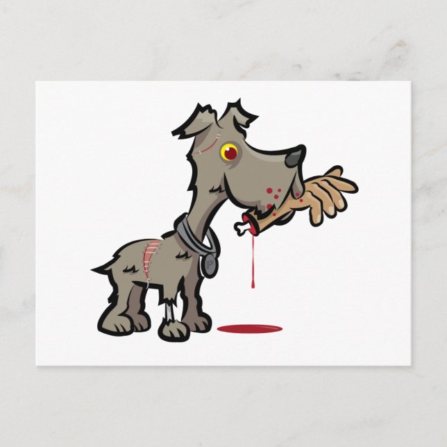 Postal Ilustracion de perros zombi por Daily Undead (Anverso)