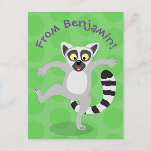 Postal Ilustracion de personalizado bailador de lémur de