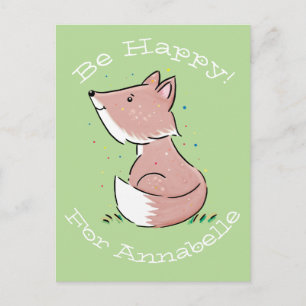 Postal Ilustracion de personalizado de acuarela de zorro 