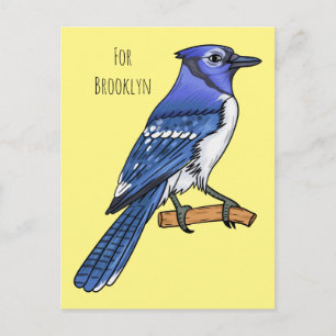 Postal Ilustracion de personalizado de ave azul jay