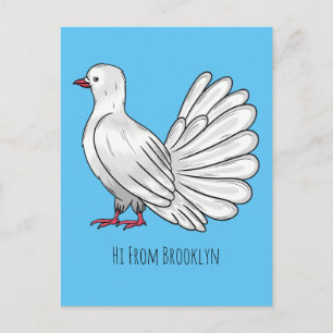 Postal Ilustracion de personalizado de ave de paloma silv