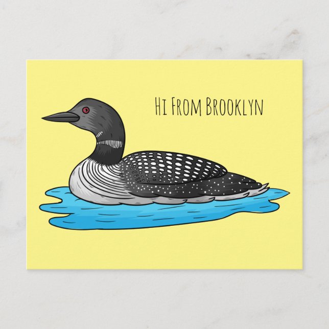 Postal Ilustracion de personalizado de aves de Loon (Anverso)