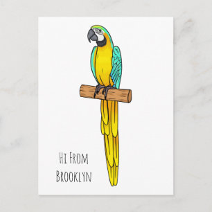 Postal Ilustracion de personalizado de aves de macao azul