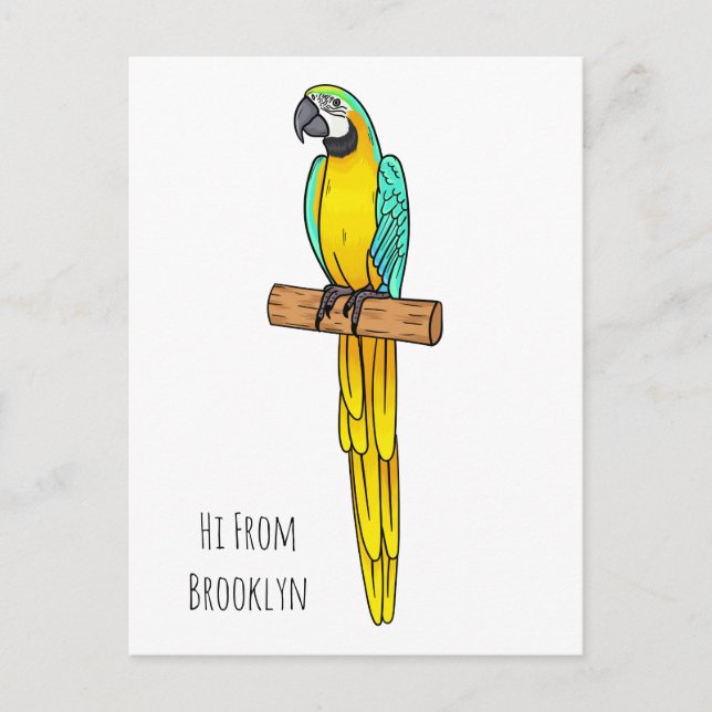 Postal Ilustracion de personalizado de aves de macao azul (Anverso)