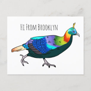Postal Ilustracion de personalizado de aves monales del H
