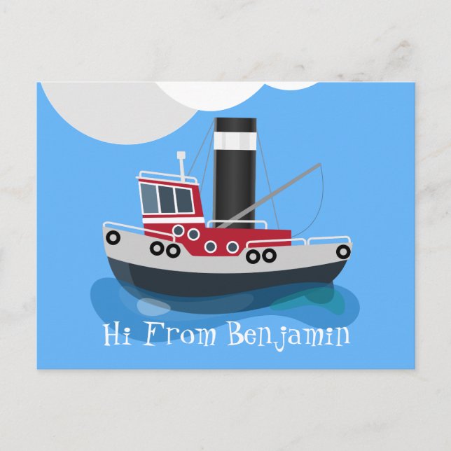 Postal Ilustracion de personalizado de barco de pesca de  (Anverso)