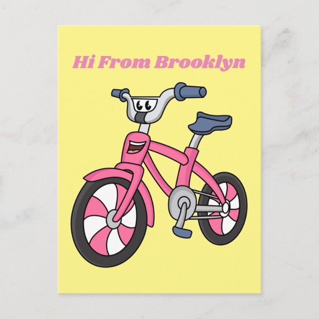 Postal Ilustracion de personalizado de bicicleta de niños (Anverso)