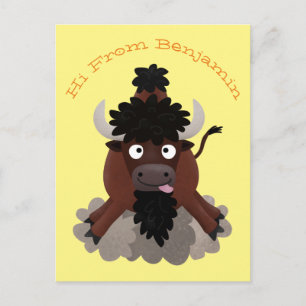 Postal Ilustracion de personalizado de bisontes búfalos d
