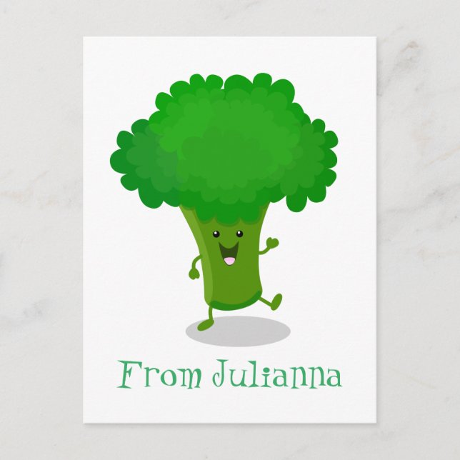 Postal Ilustracion de personalizado de brócoli de baile c (Anverso)