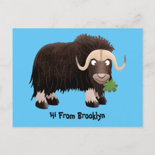 Postal Ilustracion de personalizado de buey hongo