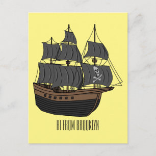 Postal Ilustracion de personalizado de buques piratas