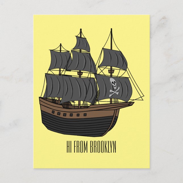 Postal Ilustracion de personalizado de buques piratas (Anverso)