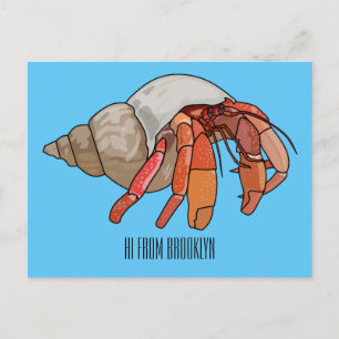 Postal Ilustracion de personalizado de cangrejo ermitaño