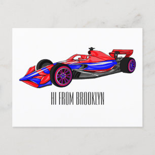 Postal Ilustracion de personalizado de coches de carreras