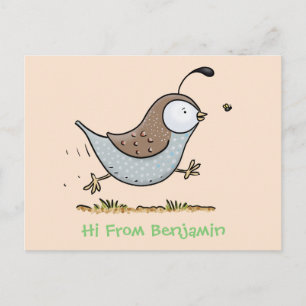 Postal Ilustracion de personalizado de codorniz de califo