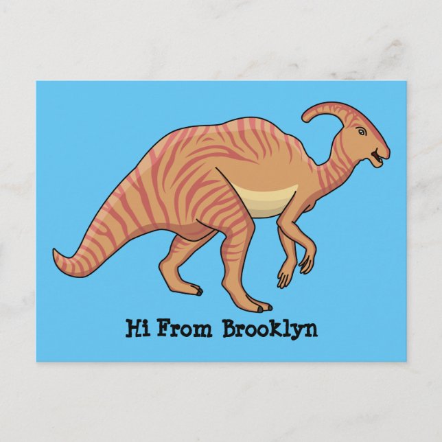 Postal Ilustracion de personalizado de dinosaurios de par (Anverso)