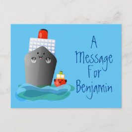 Postal Ilustracion de personalizado de embarcación Cute k