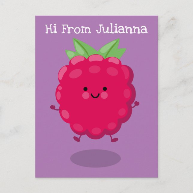 Postal Ilustracion de personalizado de frambuesa alegre (Anverso)