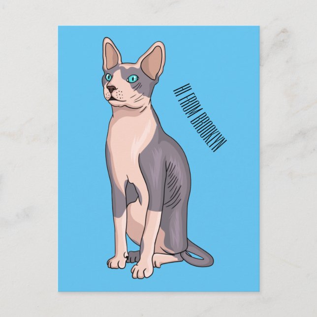 Postal Ilustracion de personalizado de gatos Sfinx (Anverso)