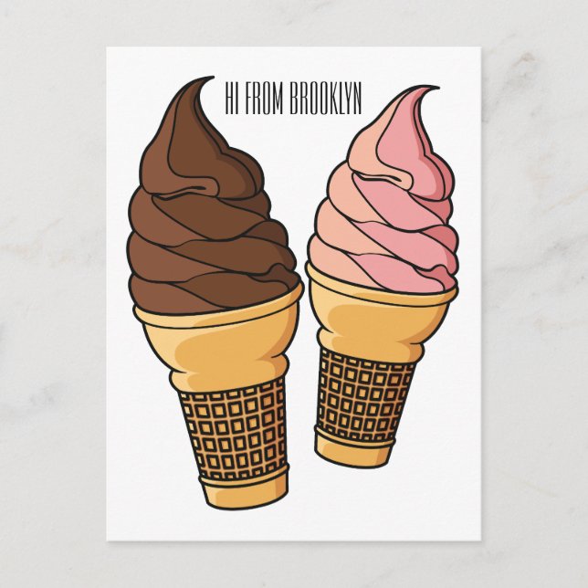 Postal Ilustracion de personalizado de helado de cono (Anverso)