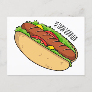 Postal Ilustracion de personalizado de hot dog