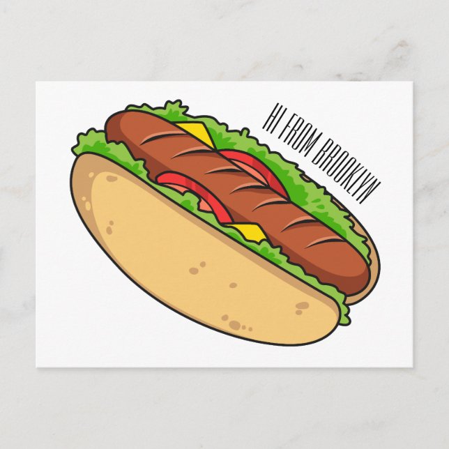 Postal Ilustracion de personalizado de hot dog (Anverso)