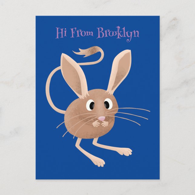 Postal Ilustracion de personalizado de jerboa larga y cor (Anverso)